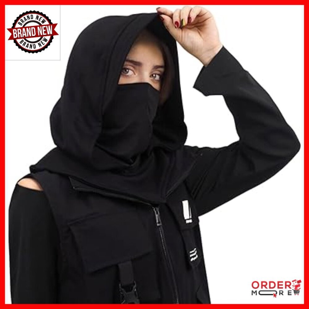 Unisex Hooded Scarf Cape with Mask, Cotton Steampunk Cosplay Accessory